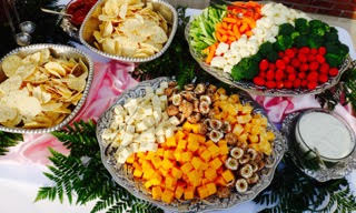 Catering cheese and vegetable assortment
